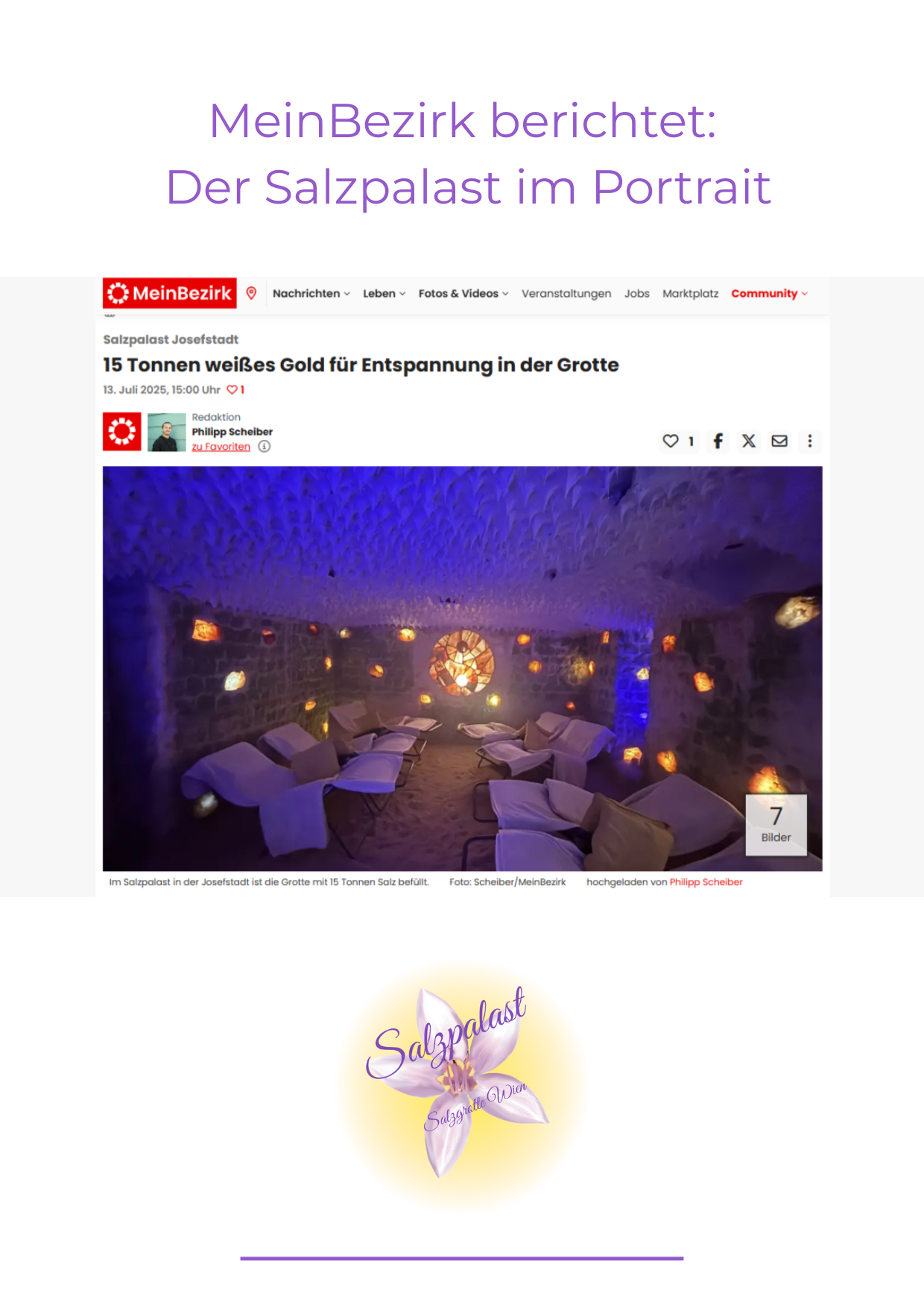 MeinBezirk-Porträt: Entspannung in der Salzgrotte Salzpalast – 15 Tonnen weißes Salz für Ruhe und Wohlbefinden